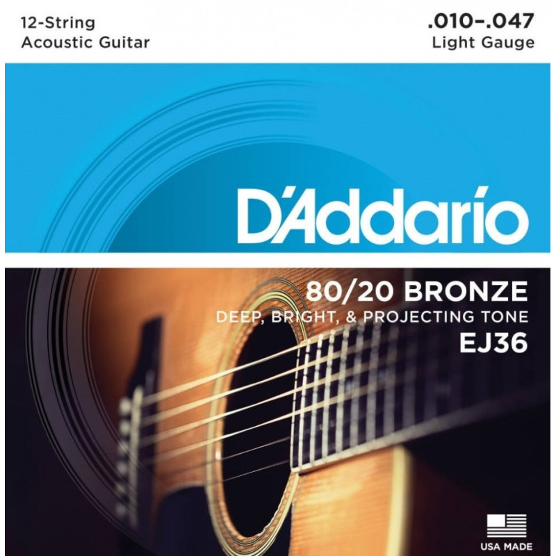 D'Addario EJ 36 struny do gitary akustycznej 12 strunowej 10-47