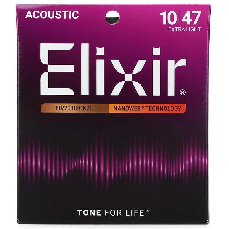 Elixir Nanoweb 11002 struny do gitary akustycznej 10-47 Extra Light