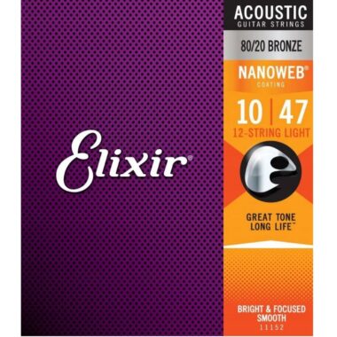 Elixir 11152 Nanoweb struny do gitary akustycznej 12 strunowej 10 - 47 Light